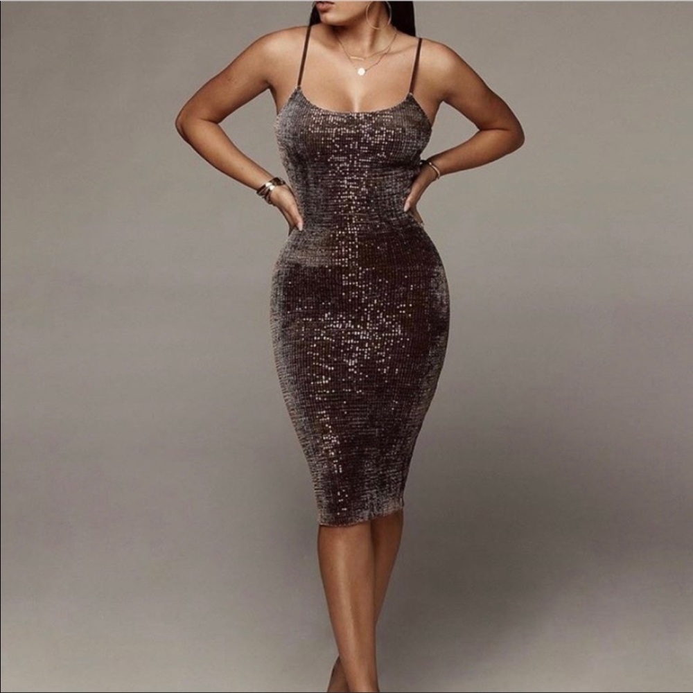 Jluxlabel bronze sequin midi dress